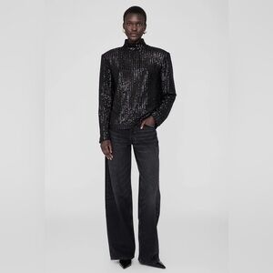 Anine Bing Josephine sequin black top size Medium NWT.
